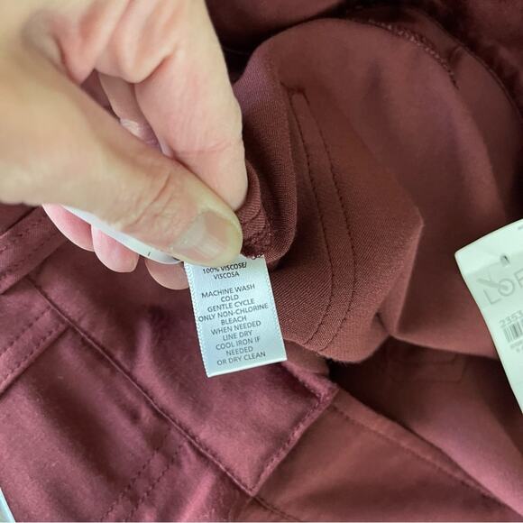 NWT Loft red burgundy rust satin high waisted ankle jogger pants 10 - Picture 7 of 7